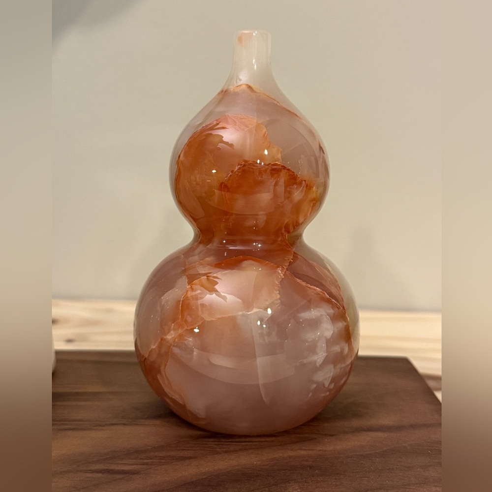 Handmade Jade-like natural stone Double Gourd Ornament, Brand New and Flawless